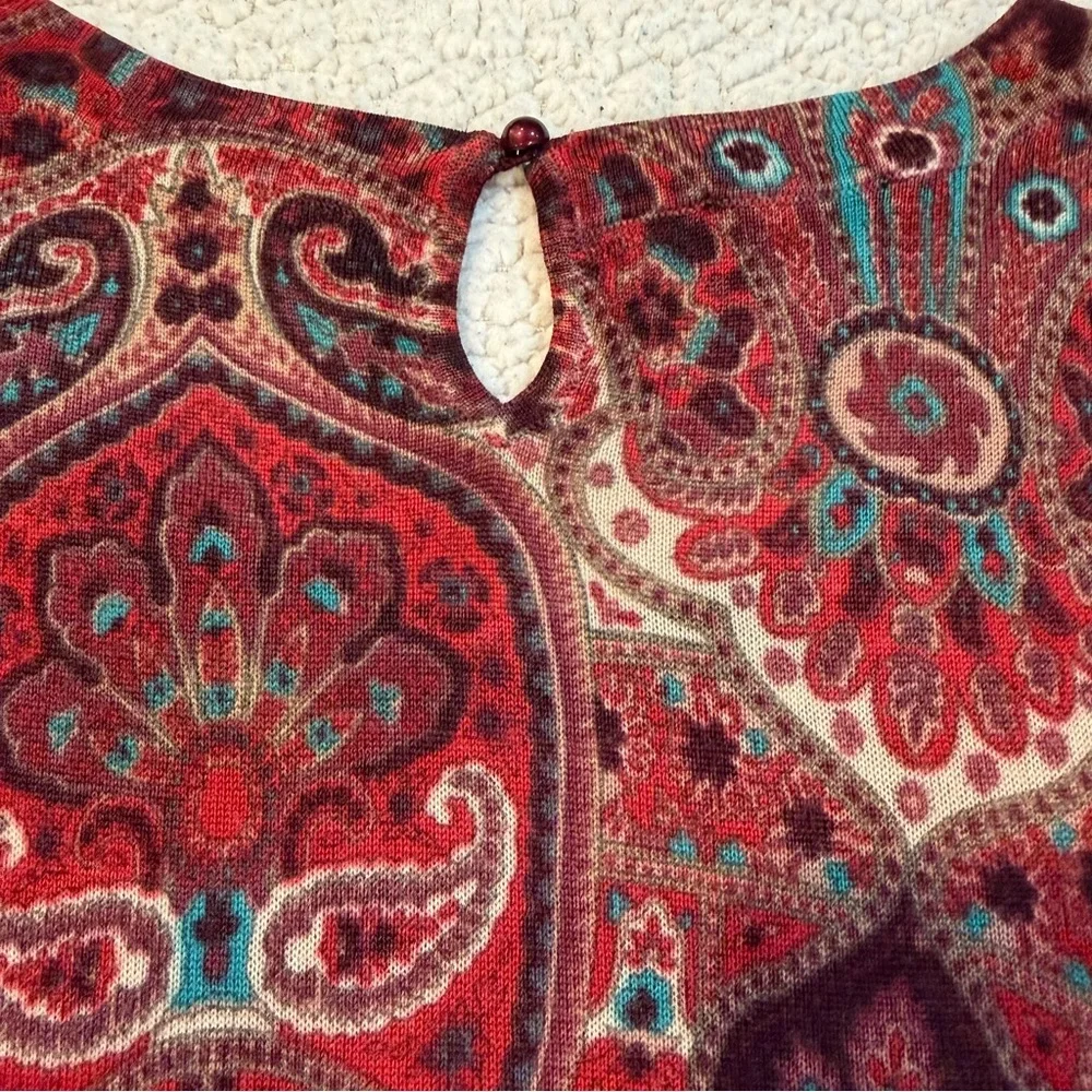 Talbots 100% Merino Wool Paisley Print Long Sleeve Top – Size M - Picture 4 of 9